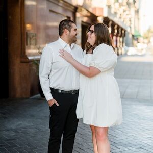 White bridal mini dress plus size
